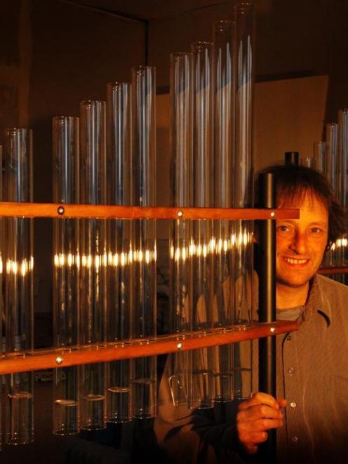 Taieri Mouth sound artist Alastair Galbraith with his newly-constructed fire organ. Photo by...