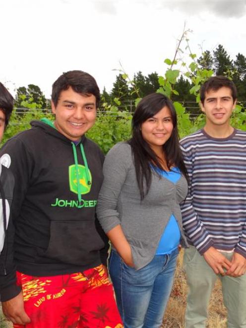 Taking a break from their English classes at the Otago Polytechnic's Cromwell campus are (from...