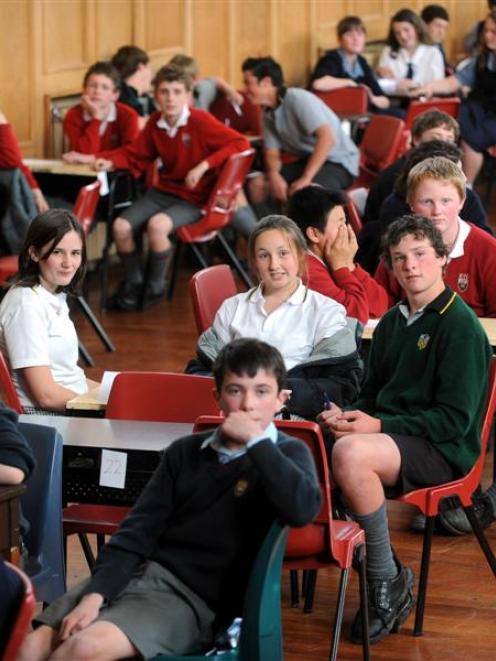 Teams compete in the year 9 and 10 Otago Daily Times Extra! current events quiz at John McGlashan...