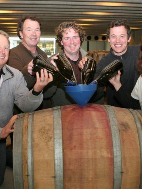 Terry Stevens, from Wild Hare Wines, Greg Hay, from Peregrine Wines, and winemakers Sean Brennan ...