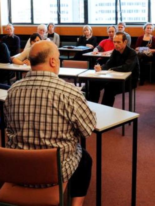 Tertiary Education Union Otago branch chairman Craig West speaks at the launch of a campaign...