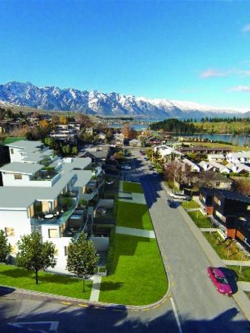 The $10 million-plus Freshwater apartments (white, centre left) to be built in Queenstown's...