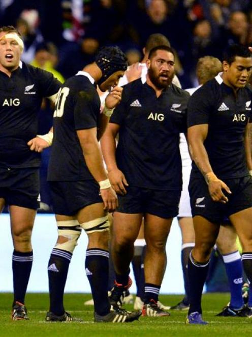 The All Blacks react following their defeat to England. REUTERS/Dylan Martinez