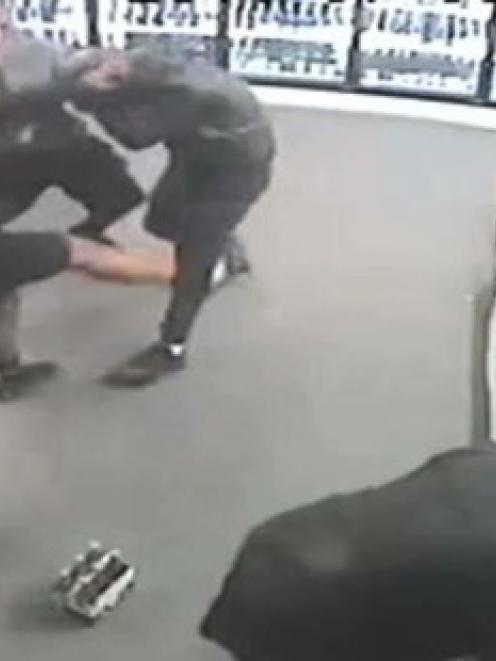 The attack was captured on the store's CCTV camera.