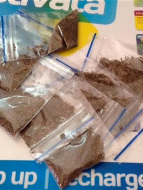 The bagged-up version of cut-price synthetic cannabis police say they found in a central Dunedin...