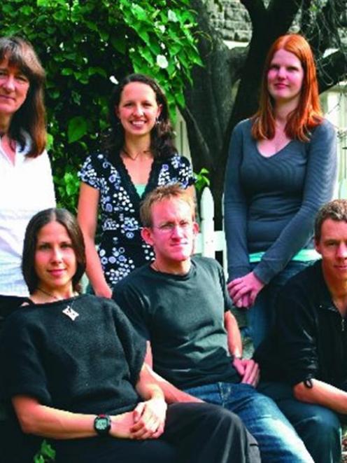 The BeeTeam: (seated from left to right) Vanina Vergoz, Jamie McQuillan, Dr Kyle Beggs; (standing...