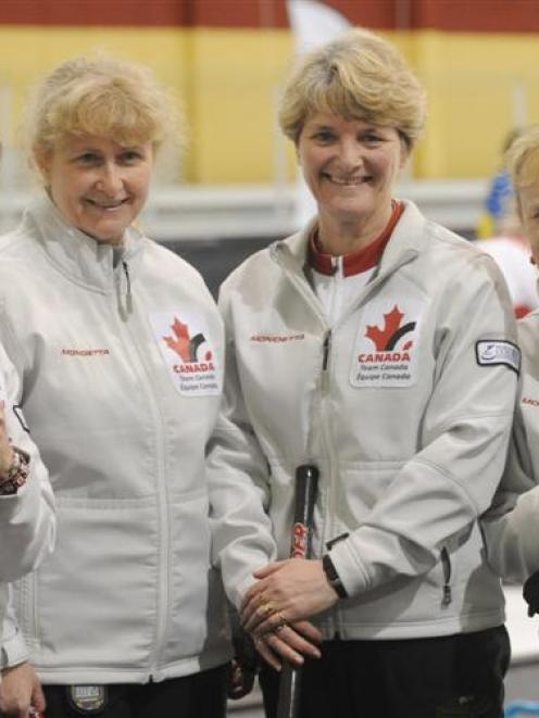 The Canadian women's team that won the gold medal at the world senior curling championships in...