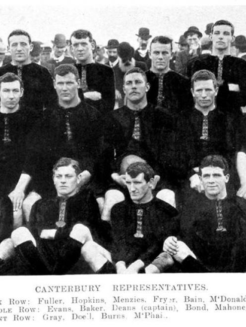 The Canterbury representative rugby team which played the British at Lancaster Park on June 13. -...