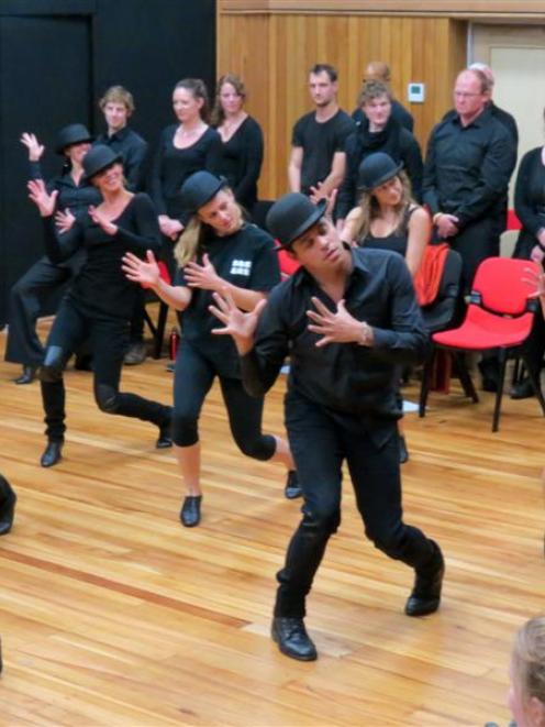The cast and singing and dancing ensemble gave a sneak preview of Chicago to invited guests in...