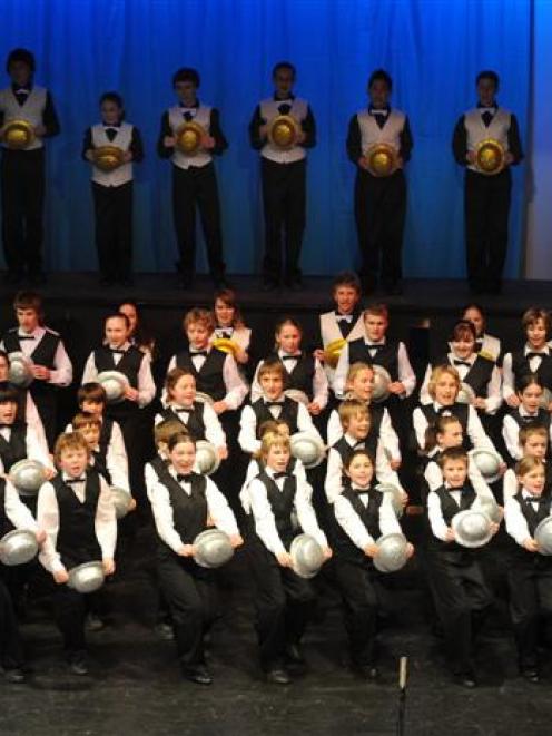 The cast in the 2009 Gang Show step out in one of the opening numbers during a dress rehearsal at...