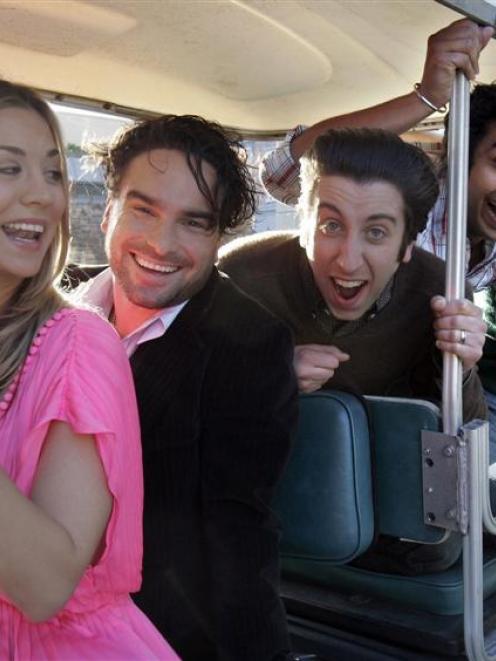 The cast of The Big Bang Theory (from left) Kaley Cuoco, Johnny Galecki, Howard Wolowitz, Rajesh...