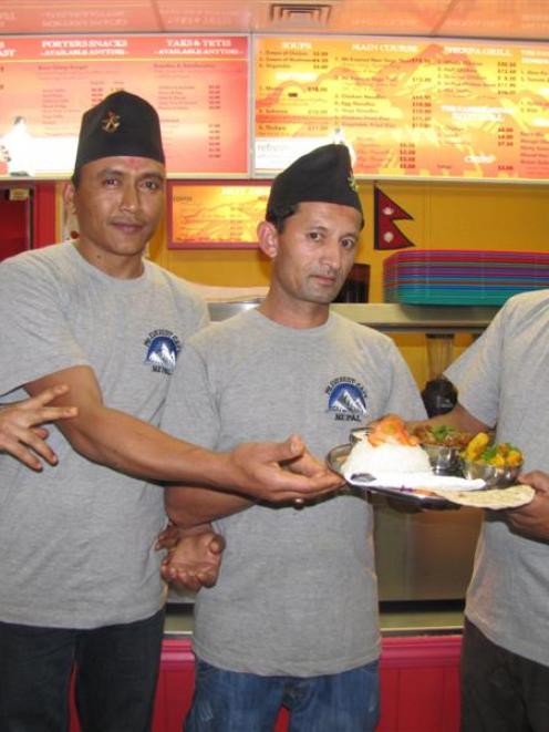 The chefs at Everest Cafe (from left), Govinda Sapkota, Maresh Adhikart and Dev Bahadur Thapa,...