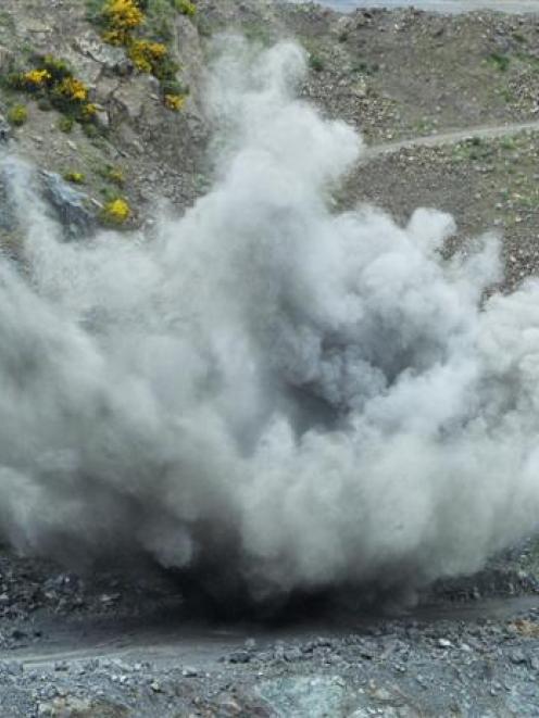 The controlled detonation of a quantity of gelignite in a quarry a few kilometres inland from...
