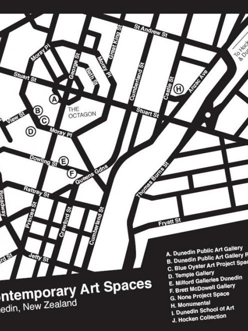 The controversial map, which lists only a selection of Dunedin art galleries. Image supplied.