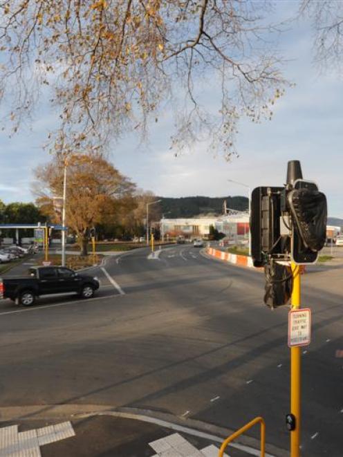 The corner of Frederick St, Dunedin (left) and Anzac Ave (State Highway 88) and the entrance to...