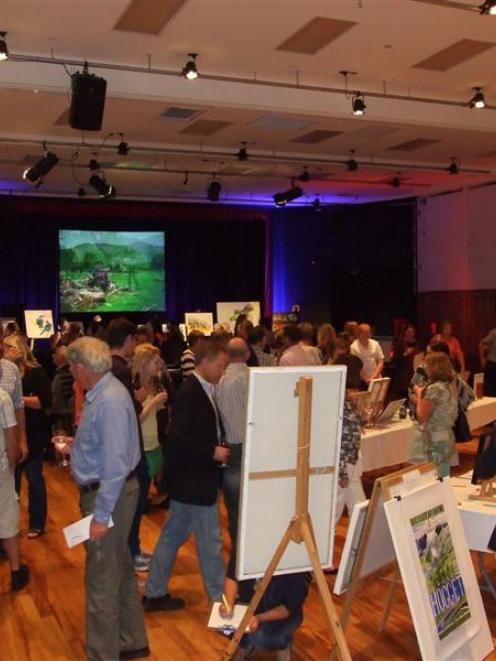 The crowd at the art auction to raise money for Wakatipu High School's Branches Camp. Photo by...