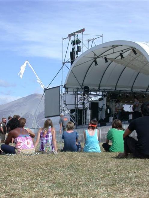 The crowd starts to build up for the Area9 non-stop 48-hour music festival at Ohau on Saturday...