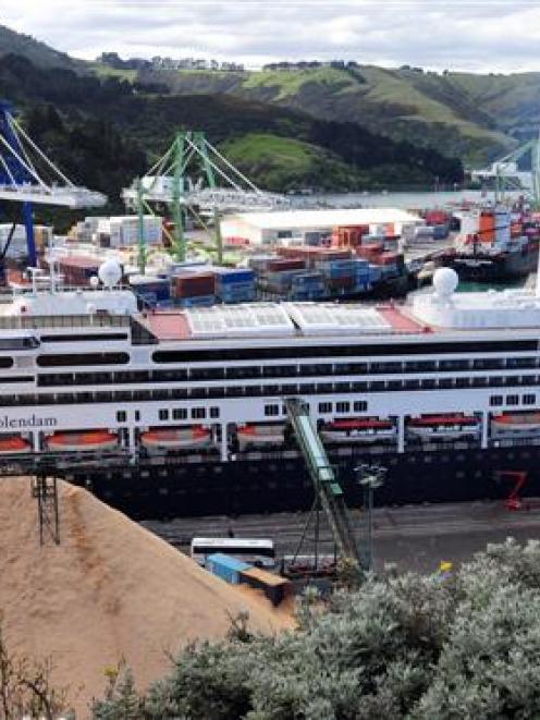 The cruise liner Volendam berthed at Port Chalmers yesterday. Up to 60 passengers on the ship...