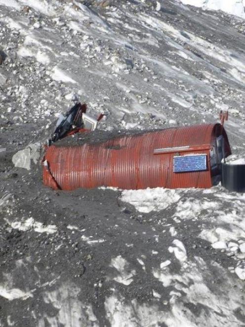 The damaged Gardiner Hut on Mt Cook.  Photo supplied.