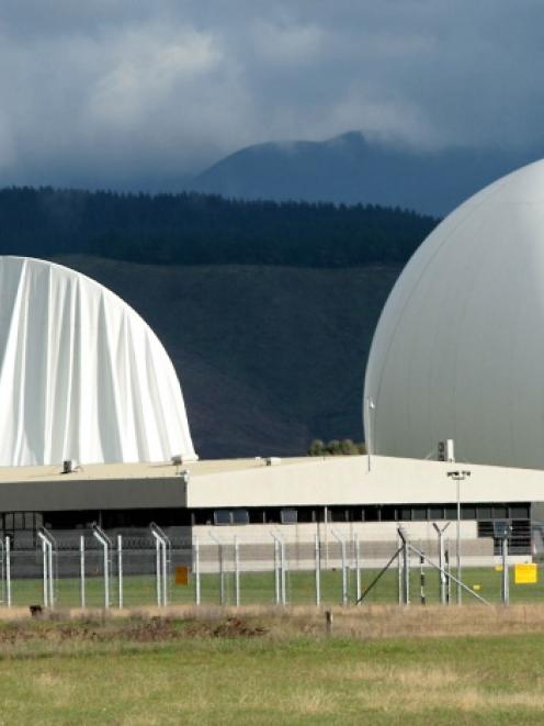 The damaged inflatable cover on the satelite dish at Waihopai Spy Base, after activists deflated...