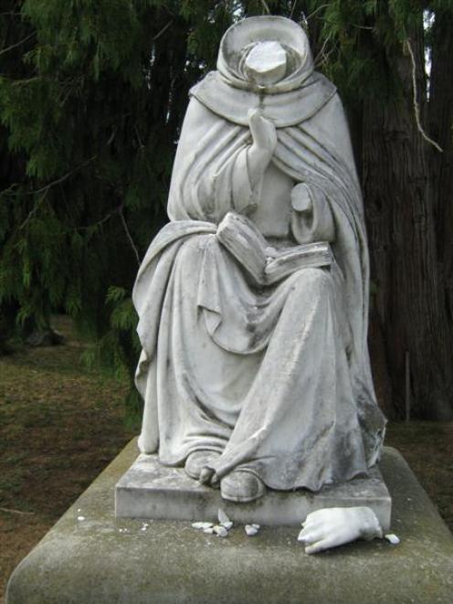The damaged statue of St Dominic. Photo by Sally Rae