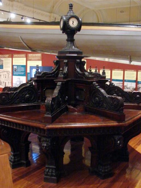 The desk, with its lofty calendar display, before dismantling began. Photo supplied.