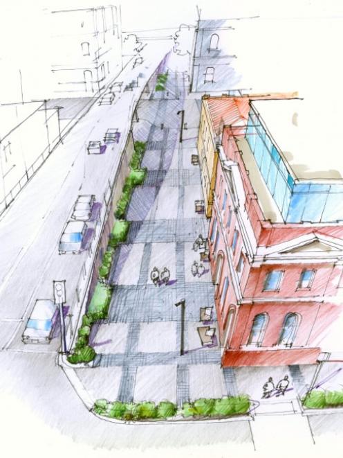 The Dunedin City Council will today consider plans for a new pedestrian ''public realm'' under...