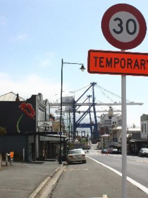 The effectiveness of several temporary 30kmh  speed restriction signs in George St, Port Chalmers...