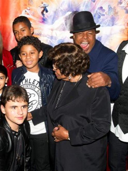 The family of late singer Michael Jackson attend the premiere of "Michael Jackson THE IMMORTAL...