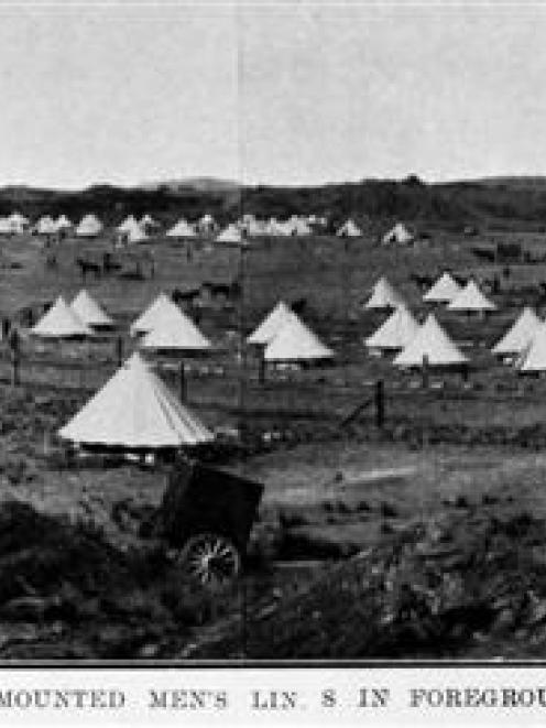 The first Otago Divisional Camp under the territorial scheme, at Matarae. - Otago Witness, 29.4.1914