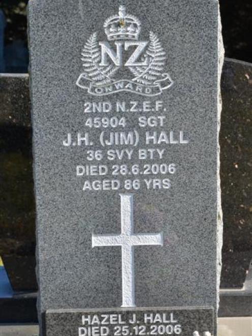 The headstone of Sergeant Jim Hall at Hawksbury Cemetery, Waikouaiti. Photos by Gerard O'Brien.