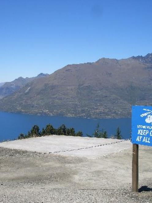 The helipad on Bob's Peak, roughly 400m above Queenstown town centre. Photo by Naeem Alvi.