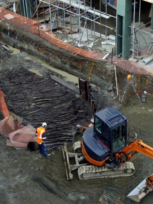 The historic causeway uncovered at the Wall Street development Photo by Gerard O'Brien.