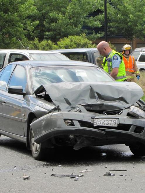 The Holden Commodore involved in yesterday's Queenstown crash. Photo by James Beech.