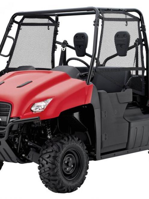 The Honda UTV  comes with a roll cage. Photos supplied.