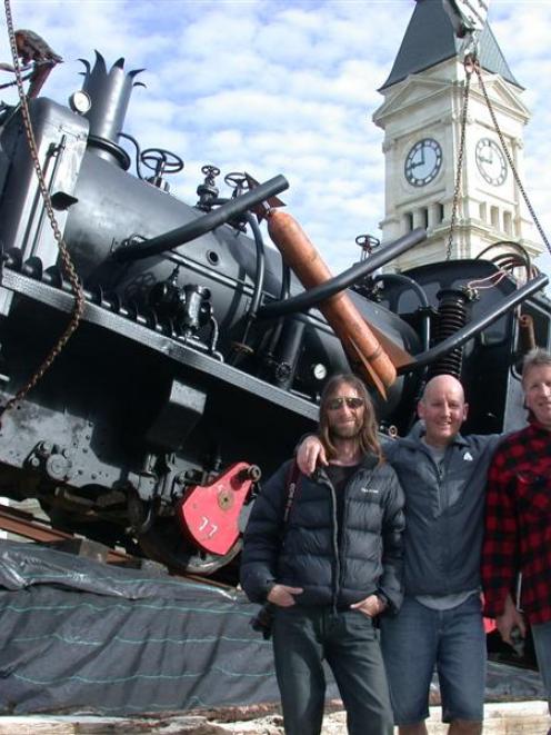 The instigators of a massive Steampunk train creation (from left) Jack Grenfell, Brian de Geest...