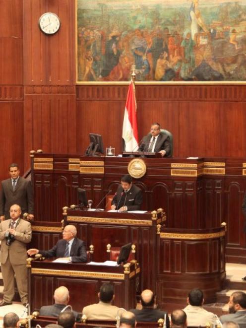 The Islamist-dominated upper house of parliament (Shura Council) holds a meeting under Eqypt's...