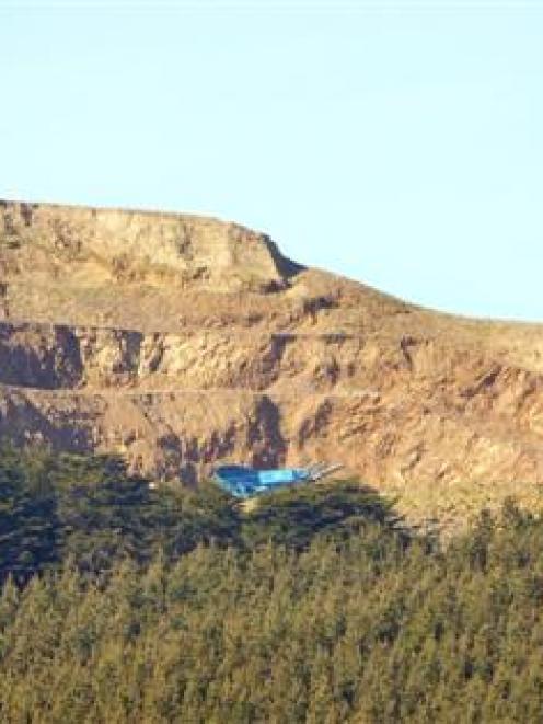 The Jaffray Hill quarry on the lower slopes of Saddle Hill, from Gladstone road. Photo by ODT.