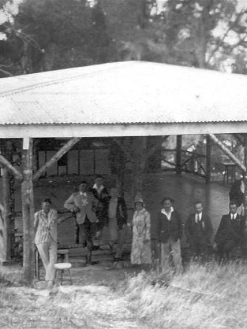 The Lake Wanaka Ruby Island Cabaret dance floor, circa 1930. Otago Motor Cycle Club members ...