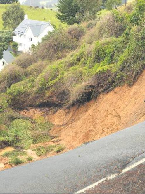 The landslip at Blanket Bay Rd, near Sawyers Bay.