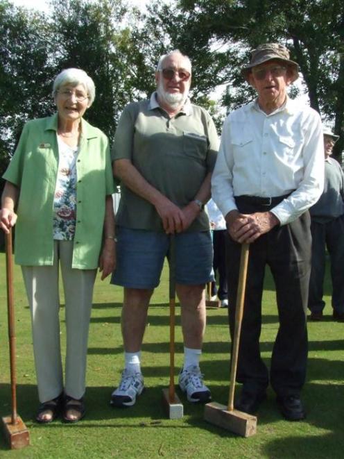 The last three Balclutha Croquet Club members Gladys Davidson, John Fitzsimmons, and Ray Larsen...