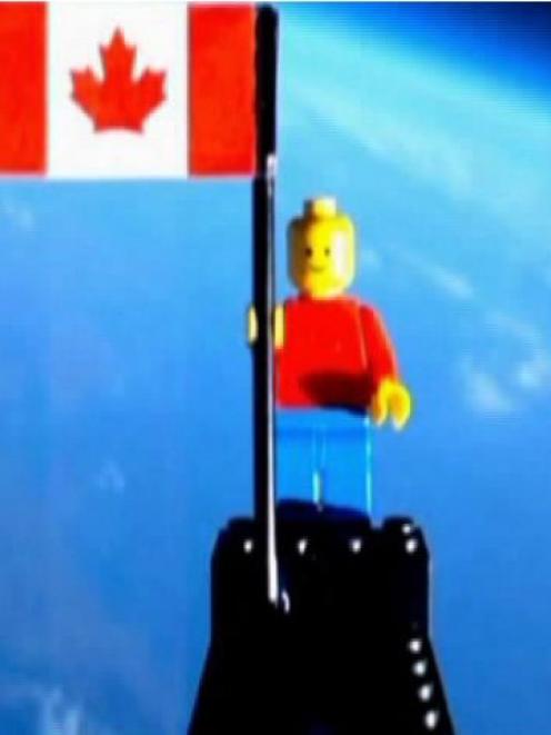 The Lego man that was sent into near space by two Canadian high school students. REUTERS/CBC via...