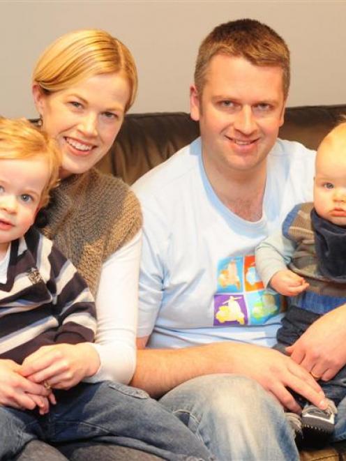 The Marshall family, from left Finn (2), Megan, Tony and Alex (9 months). Photo by Craig Baxter.