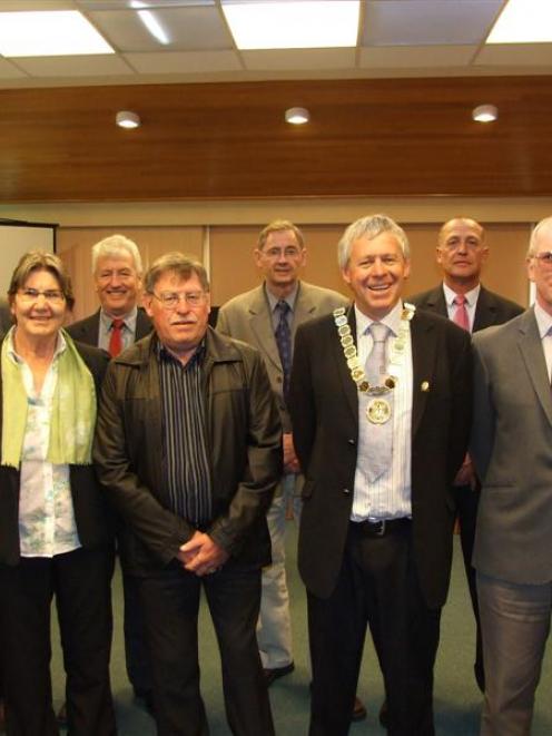 The new Central Otago District Council (from left) Barry Becker, Terry Emmitt, Clair Higginson,...