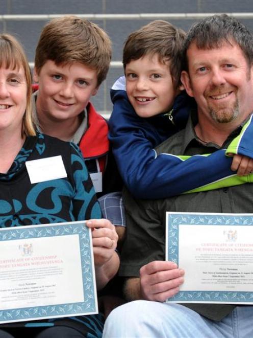 The Newman family (from left), Heidi, Matthew, Samuel and Philip after the citizenship ceremony...