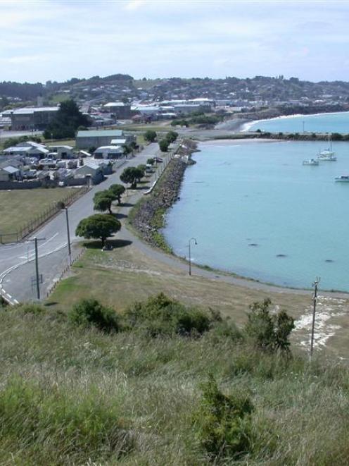 The Oamaru harbourside area, including the former railway goods yard at left, which the Waitaki...