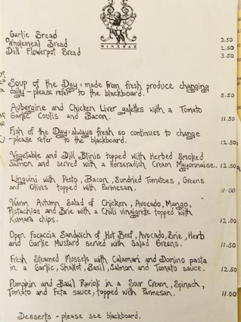 The original 1992 menu.