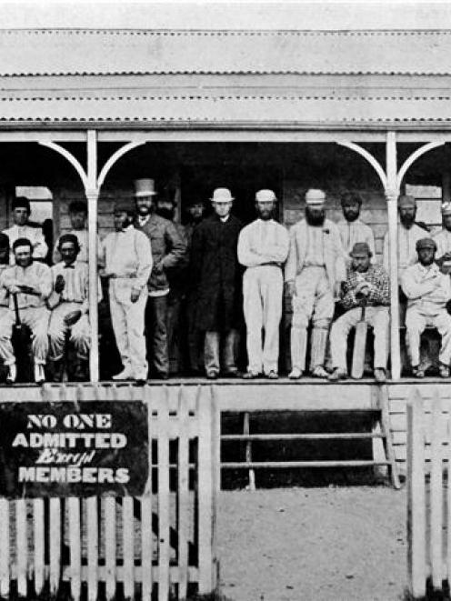 The Otago and Canterbury cricket teams of 1869, when Otago scored a win by four wickets. To the...