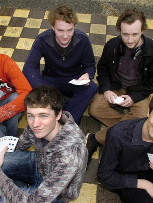 The Otago youth bridge team (clockwise from left) Glenn Coutts (18), Sam Coutts (21), James...