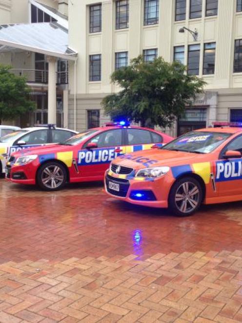 The past, present and future of highway patrol cars, revealed today. Photo NZ Police
